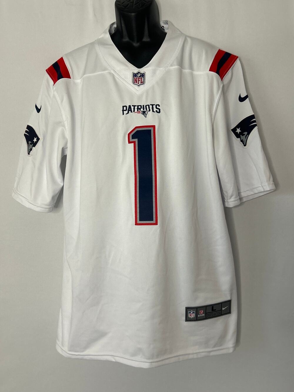 Nike NFL New England Patriots Cam Newton #1 White On Field Jersey Large